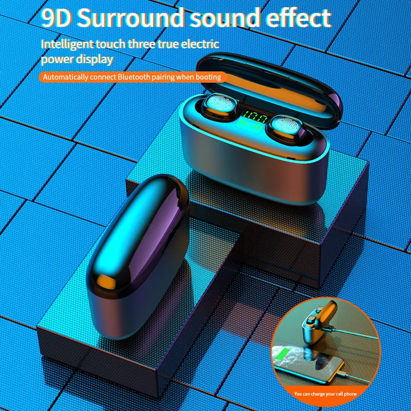 2020 NEW 3500mah LED Bluetooth Wireless Earphones Headphones Earbuds TWS Touch Control Sport Headset Noise Cancel Waterproof