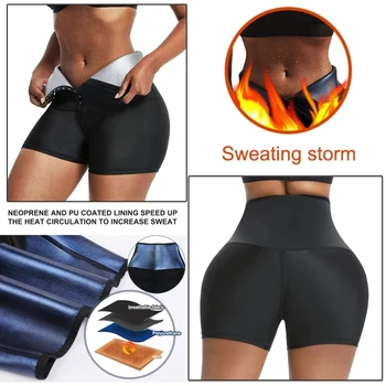Workout Body Shaper Sauna Pants Sweat Suits for Women High Waist Compression Slimming Shorts Hot Thermo Waist Trainer Leggings