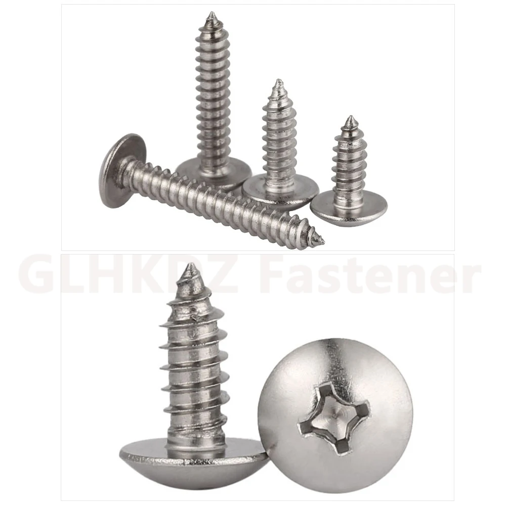 M3 M4 M5 M6 TA Mushroom Truss Head Self Tapping Wood Screw Phillips Cross Recessed Bolt 6mm-100mm A4 Marine 316 Stainless Steel