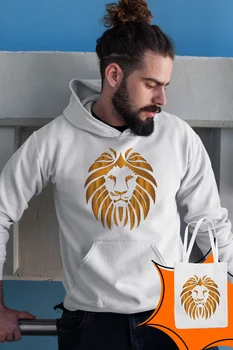 

Angemiel Wear Gold Filled Lion White Male Hooded Sweatshirt Bags Kombin