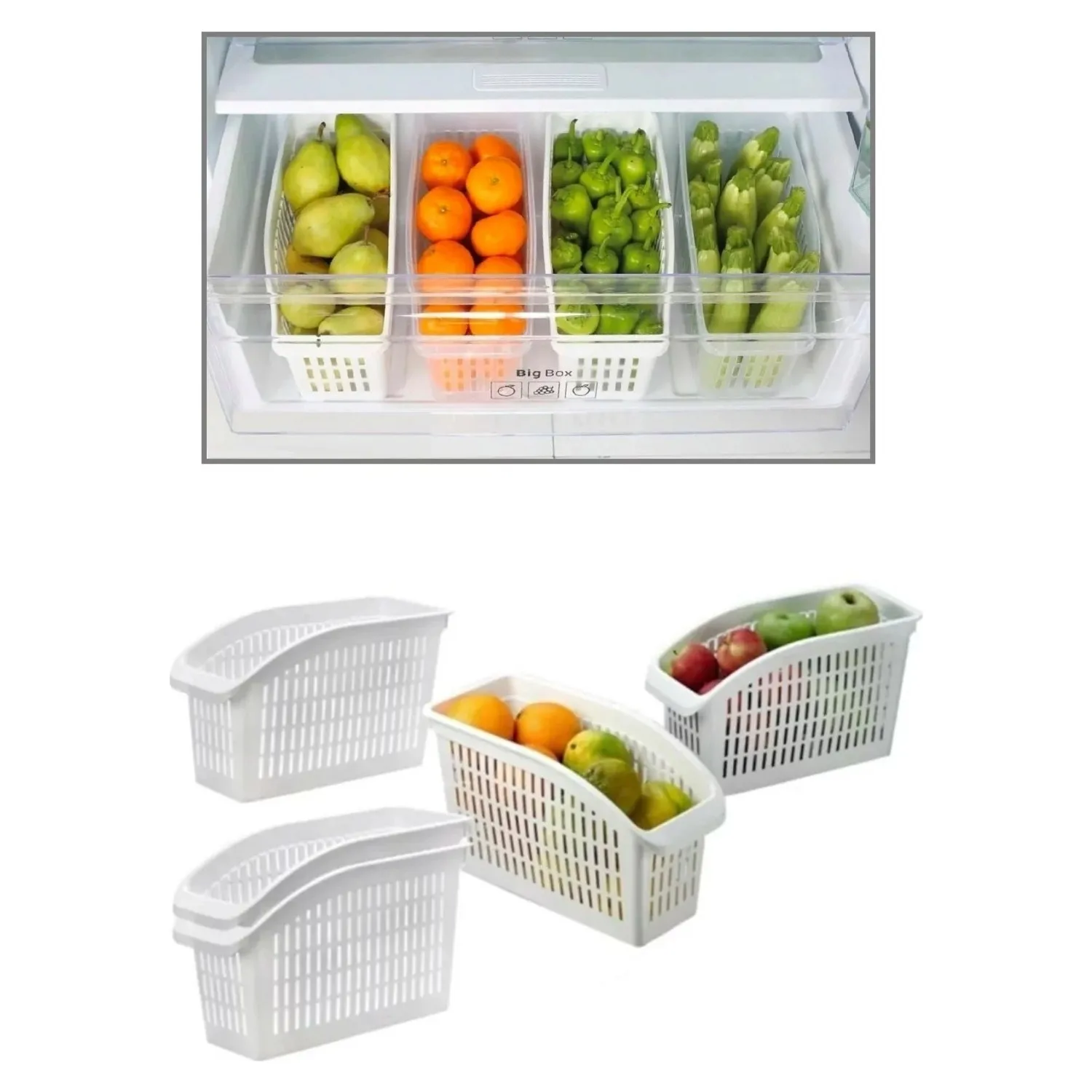 Kitchen Refrigerator Organizer Basket Container Adjustable Storage Box