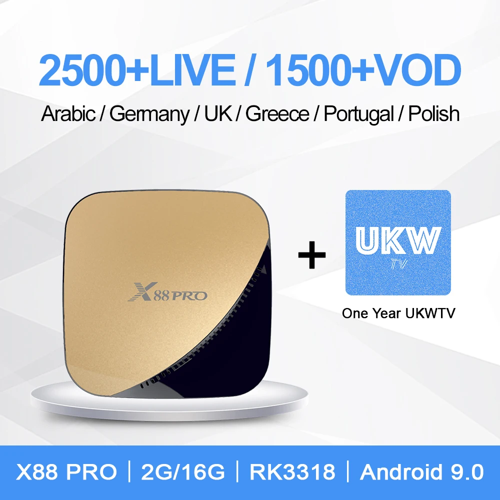 ТВ-приставка Apkin, ТВ-приставка IUD, UKW tv, один год подписки, IP ТВ-код, телеприставка X88 Pro, Android 9,0, RK3318 OS, смарт-ТВ приставка 2G/16G