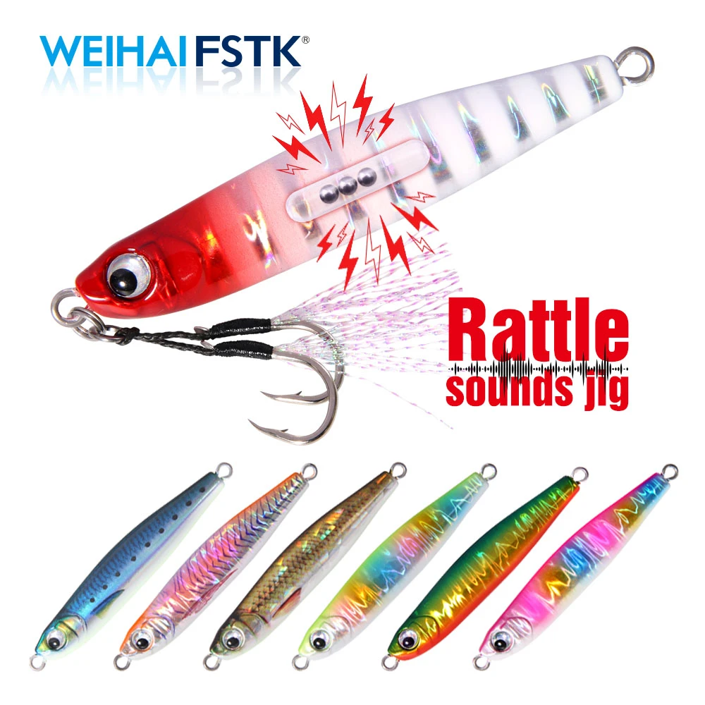 FSTK Rattle sound Metal Cast Jig Spoon 25G 35G 60G 80G Shore Casting