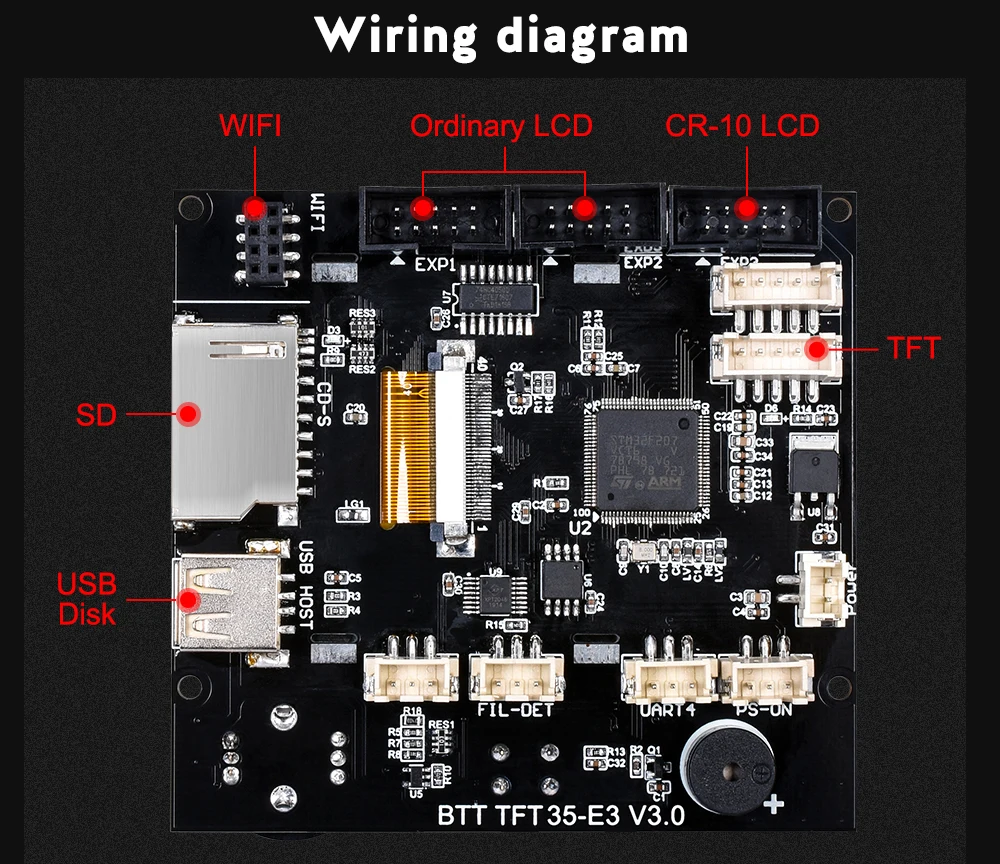 Painel de Controle Peças da Impressora Bigtreetech Mini V1.2 Tft35 V3.0 32 Bits Tmc2209 Tmc2208 Uart Ender 3 5 3d Btt Skr e3 9 High Quality Computador e Escritório