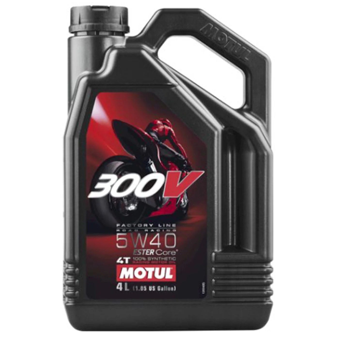 Motul 104115-Olio Motore Per Moto 300 V Fl Road Racing 5W40 4L. 100% Sintetico