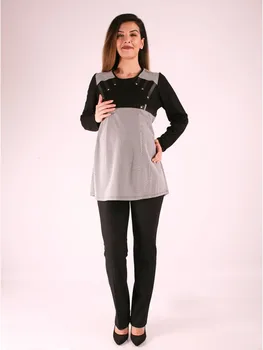 

Pregnant Square Pattern Pleated Blouse
