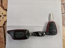 3 botones de cuero coche-estilo de cubierta para Starline B9 B6 A91 A61 Twage dos forma de sistema de alarma para coche llavero