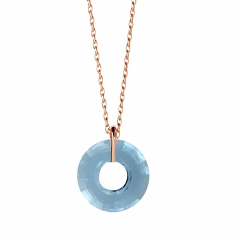 

KUTAYDAN Swarovski®6039 Aquamarine Disk Rose Necklace