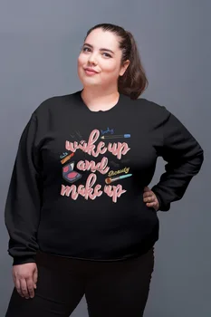 

Angemiel Wear Wake Up And Make Up Black Women Sweatshirt