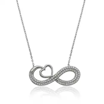 

925 sterling Silver Heart Infinity Ladies Necklace