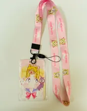 Portatarjetas de identificación para niñas encantadoras, estuche para tarjeta de autobús para estudiantes, cuerda larga/telescópica, protector de tarjetas de identificación para puerta de visita