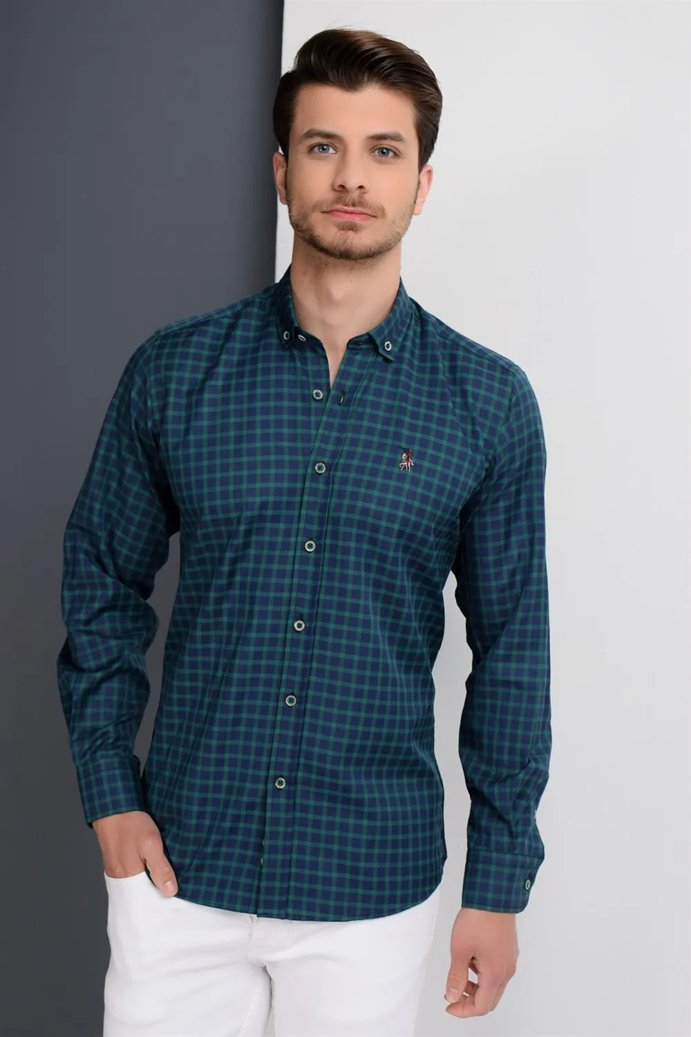 G661 DEWBERRY SHIRT-DARK BLUE-GREEN