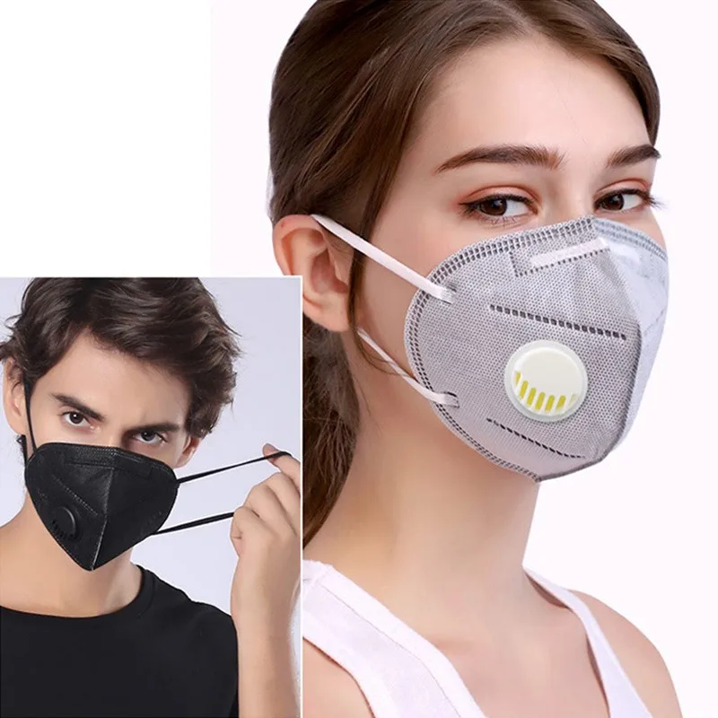 

10PCs KN95 Face Masks Foldable Disposable Dustproof Windproof PM 2.5 Respirator Mask Breath Valve Anti-Dust Pollution Face Mask