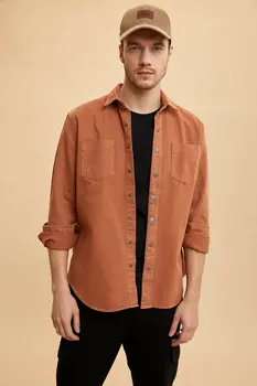 

DeFacto Man Long Sleeve Shirt Men's Casual Shirts Solid Color Men's Spring Top Shirts Men's shirt-N6606AZ20SP