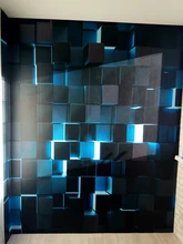 Wallpapers for Home-Decor Modern-Technology Mural Living-Room Hall 3D Cubes Blue-Light
