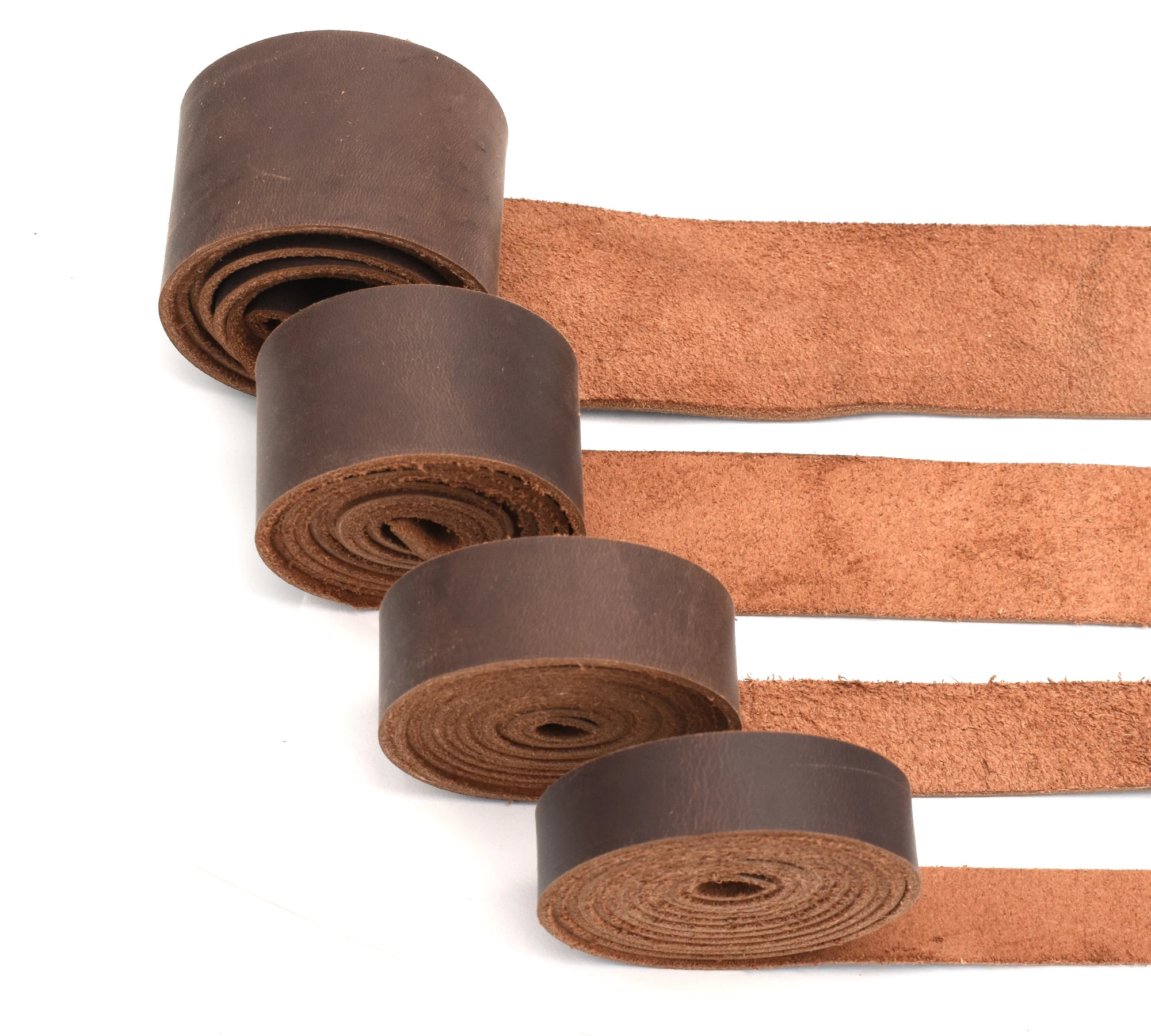 Cuero Natural Tofl, piel auténtica de búfalo para cinturones, tiras curtido, correas para billetera, correas para bolsos, marrón oscuro| | AliExpress