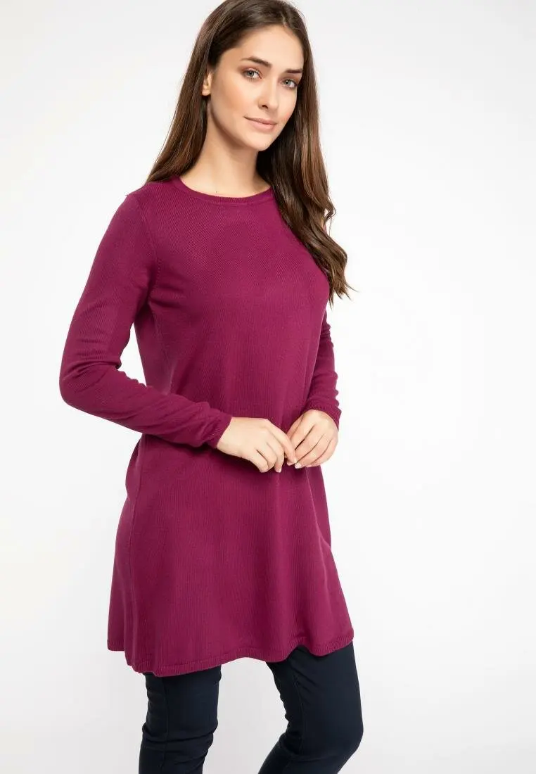 

DeFacto Autumn Woman Fashion O-neck Long Pullovers Ladies Casual Solid Color Loose Cotton Sweatshirt Female -H3431AZ18AU