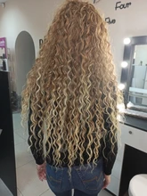 FASHION IDOL-extensiones de pelo sintético Afro para mujer, Pelo Rizado mechones Rubio degradado 24-28 pulgadas, resistente al calor, 6 uds.