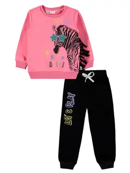 

Children's Pajamas Basque Knitted Set Tracksuit Set 3 Rope Long Sleeve Cycling Collar Printed Civil Girl Tracksuit Set 2 5 ages