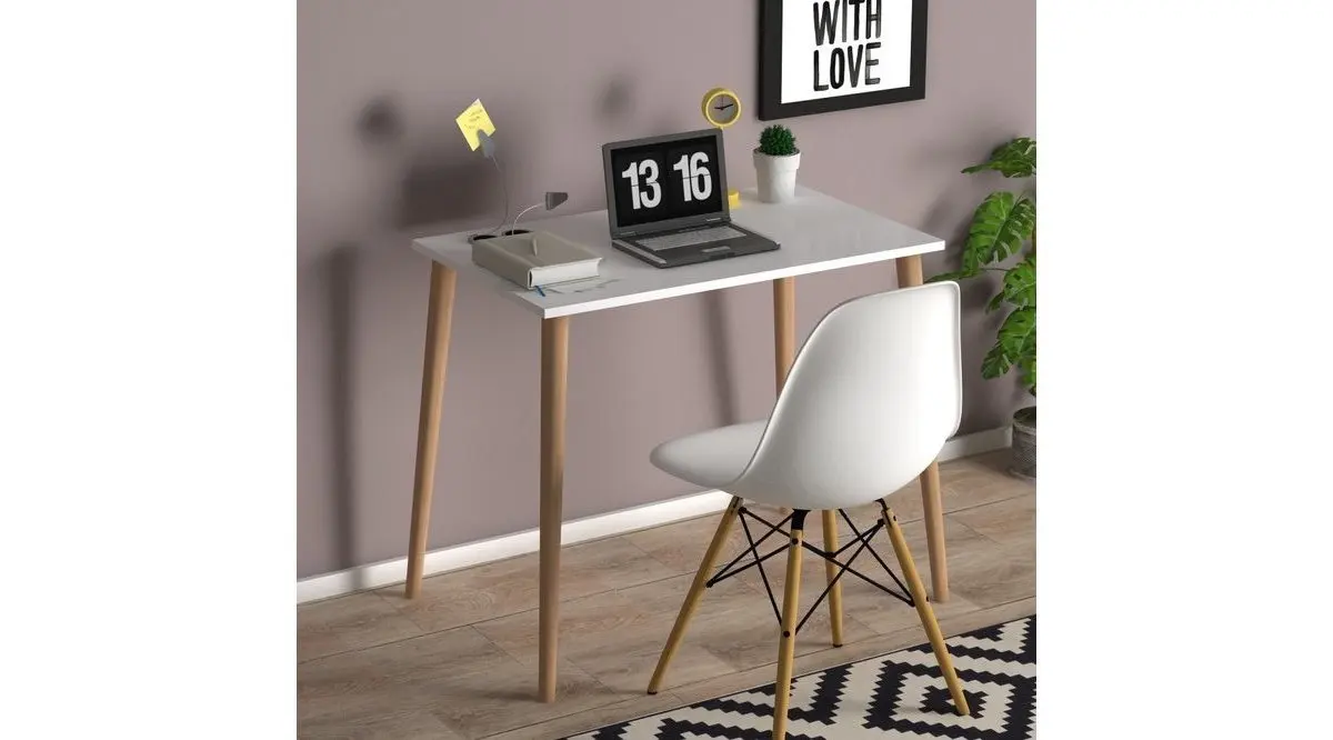 

Fiona Desk White Wooden Leg