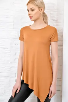 

Trend Alacati Style Women Asymmetrical Cut Short Sleeve Blouse ALC-X3382