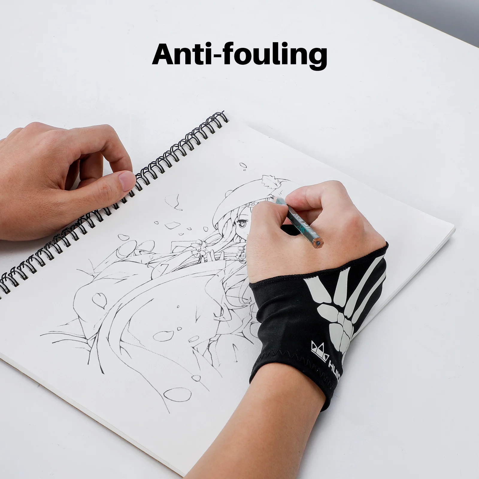 HUION Two-Finger Anti-Fouling Artist Glove for Drawing Tablets and Light Boxes