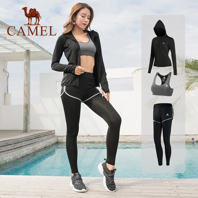 

CAMEL Three Pics Suits Yoga Suits Professional Yoga Wear Women's Yoga Suit Morning Running Indoor Fitness Sportswear  