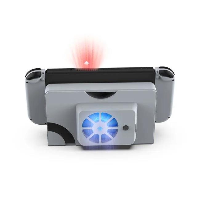 Nintendo Switch OLED konsooli jahutusventilaator sinise LED-tule ja kinkekarbi pakendiga_voghion.com