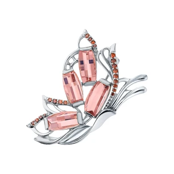 

Silver brooch with morganites and cubic zirconia sunlight sample 925