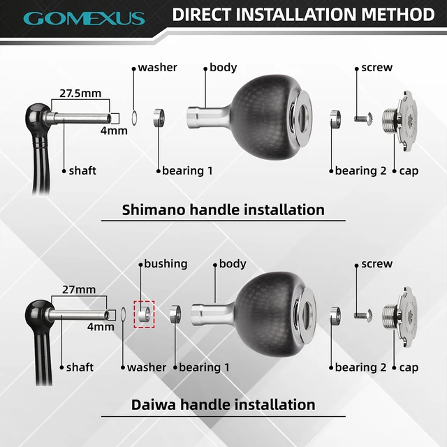 GOMEXUS 탄소 섬유 파워 노브, 시마노 스트라딕 Ci4 + 다이와 타툴라 LT 스피닝 릴 핸들 교체 EVA 라운드 K 호환