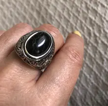 Wholesale Retro Jewelry Stone Rings For Men Titanium Steel Inlaid Three Colors Onyx Ring