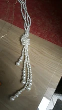 125cm doble nudo perlas simuladas collar con borlas largo Largo anudado collar borla Mujer suéter de moda de la joyería de Boho