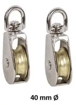 

Industrial DOJA | (2 pack) units from clothesline pulleys Single Steel's nickel plated | Diameter: 40mm | capacity loaded 240 kg