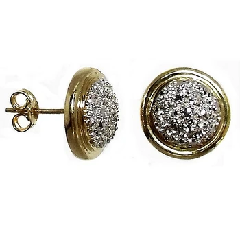 

18k gold earrings bicolor 3 Bright tips diamond [532P]