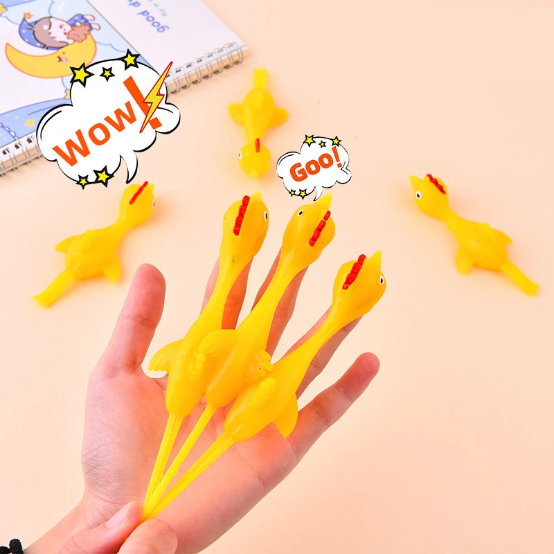 18 PIECES Sticky Stretchy Flying Rubber Chicken Finger Catapult Slingshot bird 