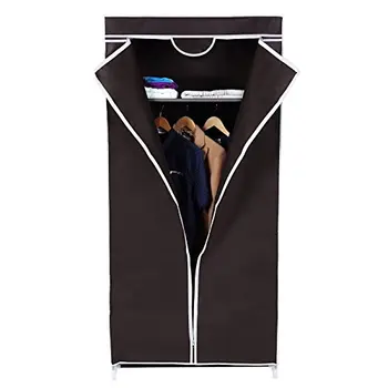 

Wardrobe wardrobe simple canvas with rail hanger Shelves storage for clothes 75x45x160 cm RYG83Z