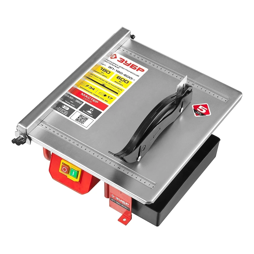 Плиткорез электрический ЗУБР ЭП-180-600Н (2950 об/мин, мощность 600 Вт, диск 180 мм, рез 34 мм)