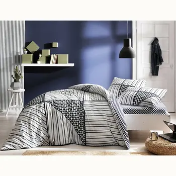 

Tac Textile Ranforce Zone Soft Feel Hypoallergenic % 100 Cotton 3 Pieces Single Duvet Cover Set with Flat Sheet green