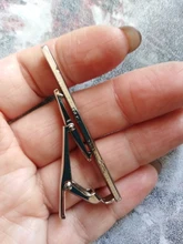 Pinza de corbata colorida de 5,8x0,6 cm para hombre, cierre de barra Simple de Metal y cobre, práctico Cierre de pajarita azul marino negro