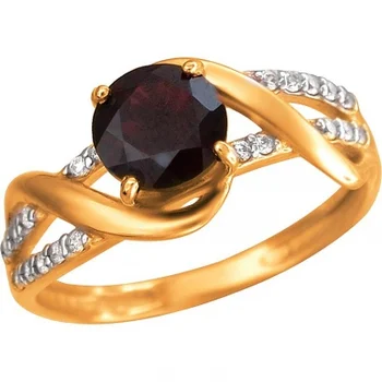 

Esthete ring with garnet and cubic zirconia silver with gilding