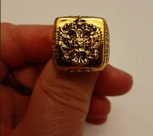 Anillo de moda FDLK para hombre, anillo de doble águila, Imperio Ruso, Punk, Color dorado, brazos del anillo grande ruso