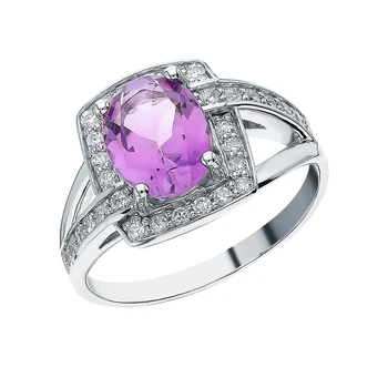 

Silver ring with amethyst and cubic zirconia sunlight sample 925