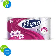 Туалетная бумага PAPIA Балийский Цветок 3 слоя 8 рулонов