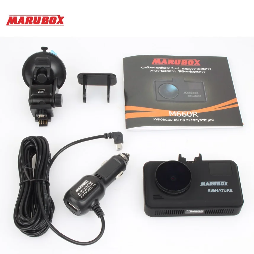 Marubox M660R Wifi Автомобильный видеорегистратор, радар-детектор gps 3 в 1 Dash Cam HD2560* 1440P угол 170 градусов видеорегистратор на русском языке - Название цвета: Черный