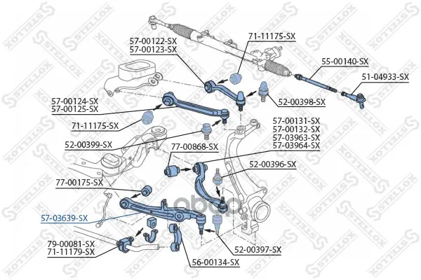 57-03639-Sx_рычаг Передний Нижний! Audi A6 2.4-4.2/2.0tdi/3.0tdi 04 Stellox 5703639sx Stellox арт. 5703639SX