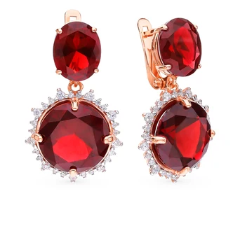 

Silver earrings with cubic zirkonia and Garnet SUNLIGHT test 925