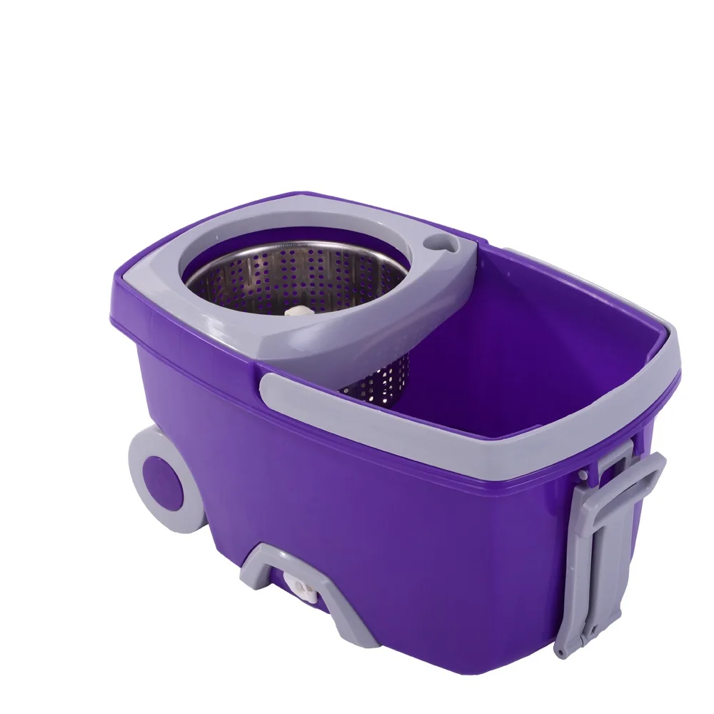 SOKOLTEC Mop Bucket Hand Free Wringing Stainless Steel Mop Self Wet And Cleaning System Dry Cleaning Microfiber Wheel Mop Nozzle