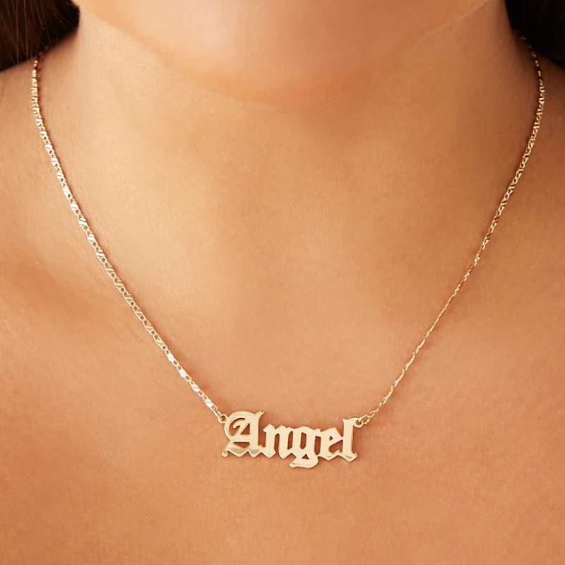 

Custom Name Necklace Stainless Steel Personalized Mirror Surface Gold Choker Necklace Pendant Nameplate Gift Drop Shiping