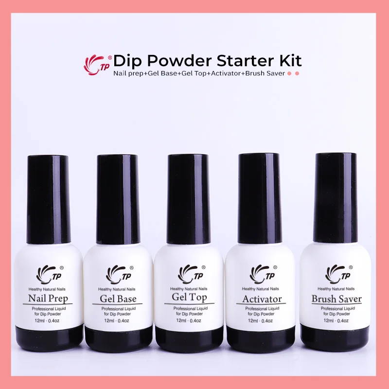 

TP 12ml Nail Dipping Powder Gel for Dip Powder system Top Base Coat Activator Prep Brush Saver Gels Salon Starter Decor Kit Set