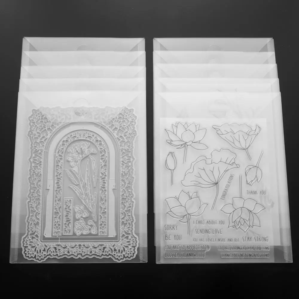10Pcs/Set Large Die & Stamp Storage Pockets PVC Plastic Sheet for DIY Scrapbooking Cards Decoration Photo Card Frame New